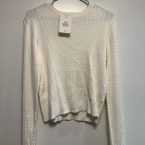 H&M Cream Cable Knit Sweater - Crew Neck